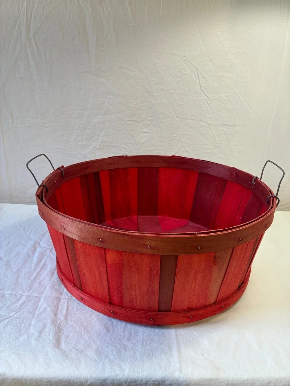 Vintage Red Wooden 1/2 Bushel Basket